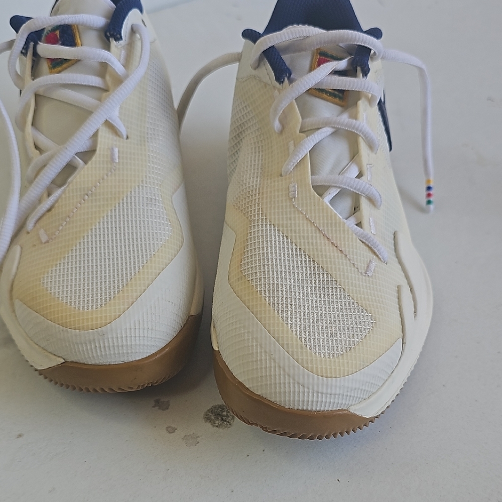 White and Blue Shoes with Top Features
